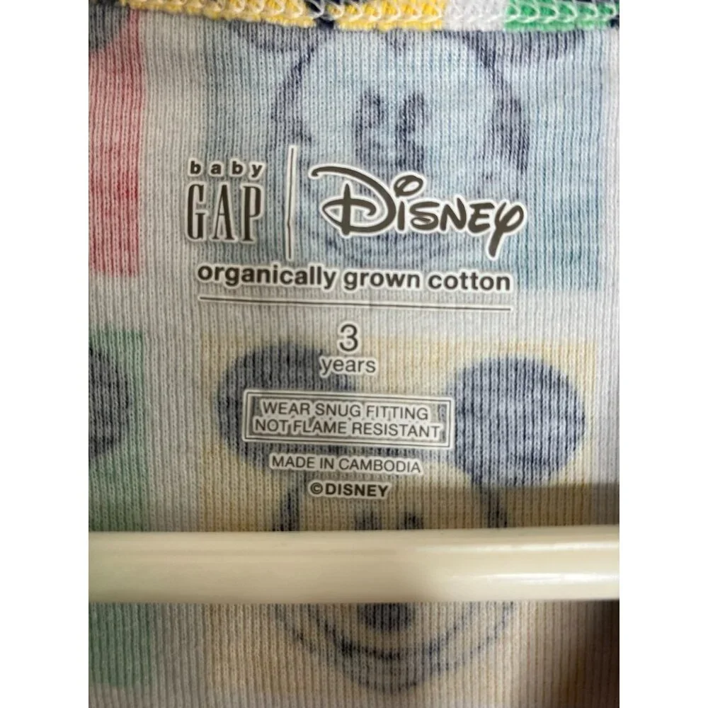 Baby Gap Disney 3T Organic Cotton Mickey Mouse Color Block Pajama Shirt Top - Picture 3 of 4